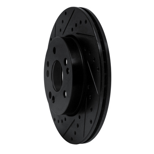 R1 90-95 Mercedes-Benz E320 Front Left Drilled & Slotted Black Brake Rotor