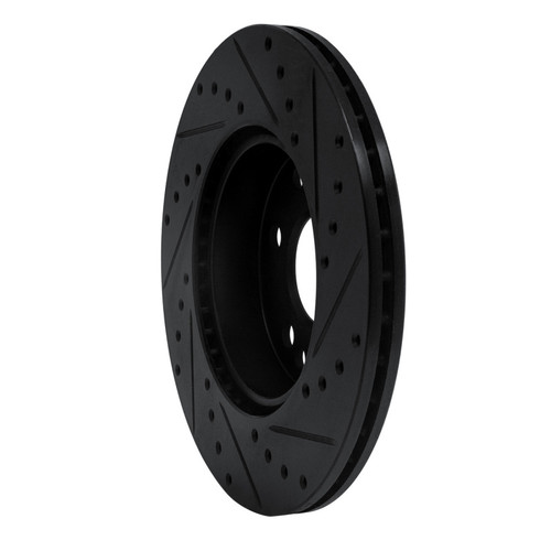 R1 90-95 Mercedes-Benz E320 Front Left Drilled & Slotted Black Brake Rotor