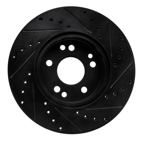 R1 90-95 Mercedes-Benz E320 Front Left Drilled & Slotted Black Brake Rotor