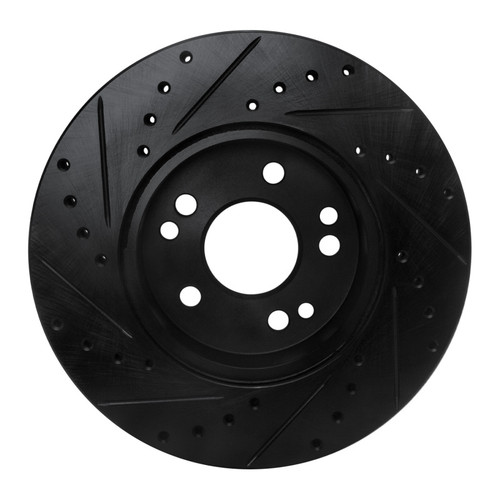 R1 90-95 Mercedes-Benz 300CE Front Right Drilled & Slotted Black Brake Rotor ECB-63020R