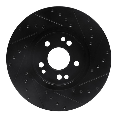 R1 90-98 Mercedes-Benz 500E Front Left Drilled & Slotted Black Brake Rotor