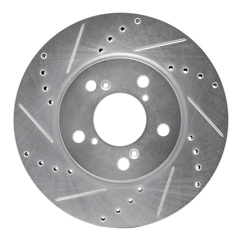 R1 05-10 Honda Odyssey Front Left Drilled & Slotted Silver Brake Rotor
