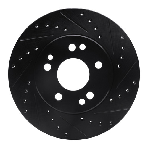 R1 84-95 Mercedes-Benz 260E Front Right Drilled & Slotted Black Brake Rotor