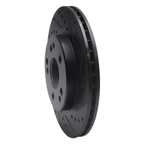 R1 84-95 Mercedes-Benz 260E Front Right Drilled & Slotted Black Brake Rotor