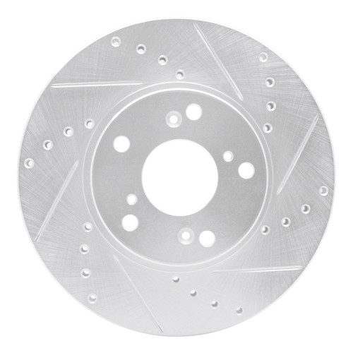 R1 98-22 Acura CSX Front Right Drilled & Slotted Silver Brake Rotor