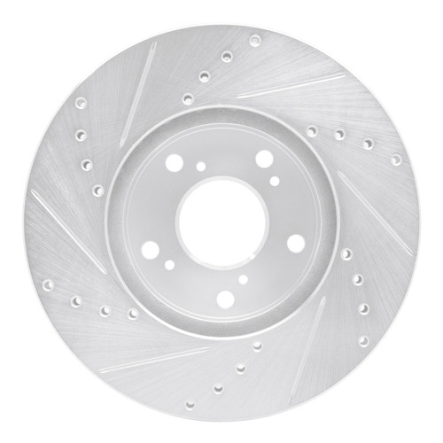 R1 98-22 Acura CSX Front Right Drilled & Slotted Silver Brake Rotor