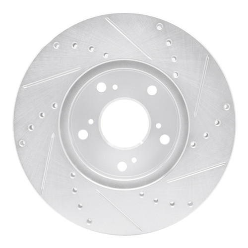R1 98-22 Acura CSX Front Left Drilled & Slotted Silver Brake Rotor