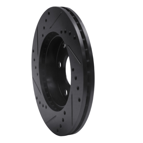 R1 87-93 Mercedes-Benz 190D Front Right Drilled & Slotted Black Brake Rotor