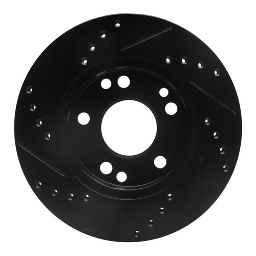 R1 87-93 Mercedes-Benz 190D Front Right Drilled & Slotted Black Brake Rotor