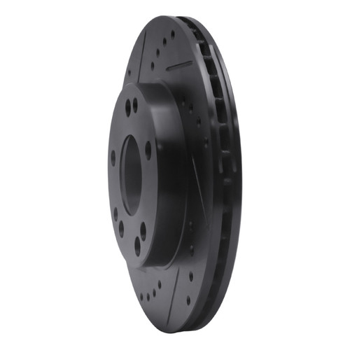 R1 87-93 Mercedes-Benz 190E Front Left Drilled & Slotted Black Brake Rotor