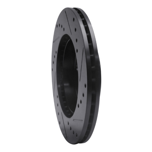 R1 87-93 Mercedes-Benz 190E Front Left Drilled & Slotted Black Brake Rotor