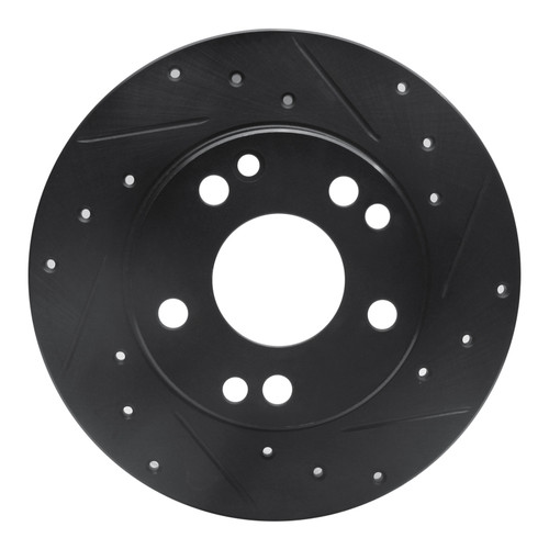 R1 83-89 Mercedes-Benz 190E Front Right Drilled & Slotted Black Brake Rotor