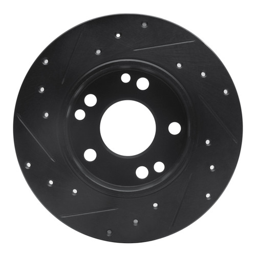 R1 83-89 Mercedes-Benz 190E Front Right Drilled & Slotted Black Brake Rotor