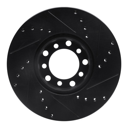 R1 72-80 Mercedes-Benz 280SE Front Left Drilled & Slotted Black Brake Rotor