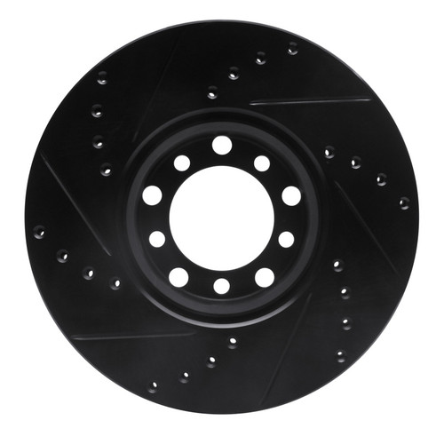 R1 79-85 Mercedes-Benz 380SEL Front Right Drilled & Slotted Black Brake Rotor
