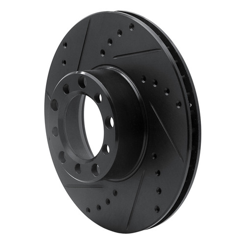 R1 79-85 Mercedes-Benz 380SL Front Left Drilled & Slotted Black Brake Rotor