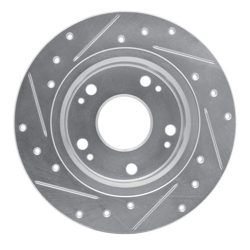 R1 03-08 Acura TSX Rear Right Drilled & Slotted Silver Brake Rotor