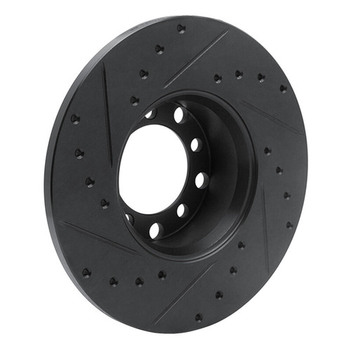 R1 68-76 Mercedes-Benz 230 Front Right Drilled & Slotted Black Brake Rotor