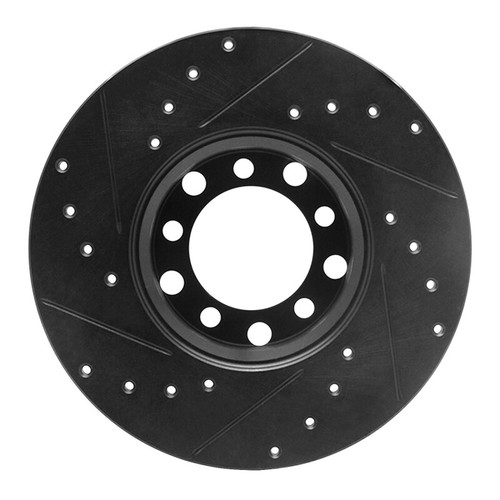R1 68-76 Mercedes-Benz 230 Front Right Drilled & Slotted Black Brake Rotor