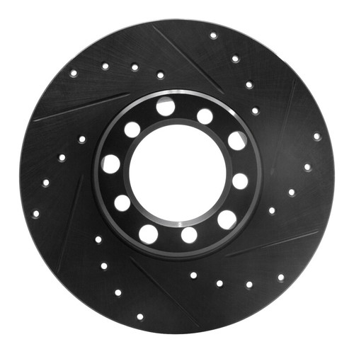 R1 68-76 Mercedes-Benz 230 Front Right Drilled & Slotted Black Brake Rotor