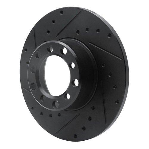 R1 68-76 Mercedes-Benz 220 Front Left Drilled & Slotted Black Brake Rotor