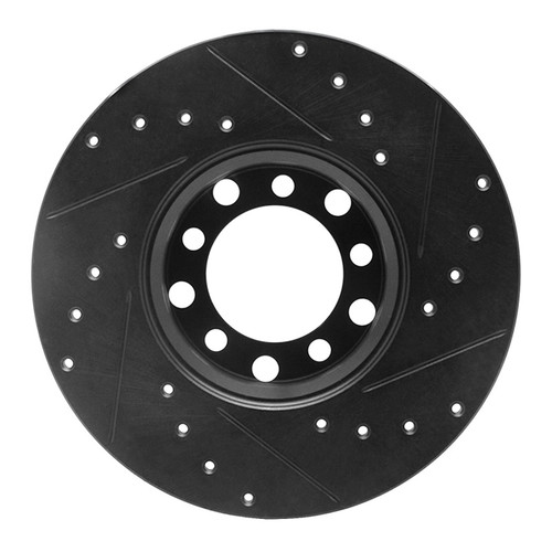 R1 68-76 Mercedes-Benz 220 Front Left Drilled & Slotted Black Brake Rotor