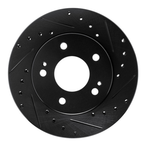 R1 90-90 Plymouth Laser Front Right Drilled & Slotted Black Brake Rotor