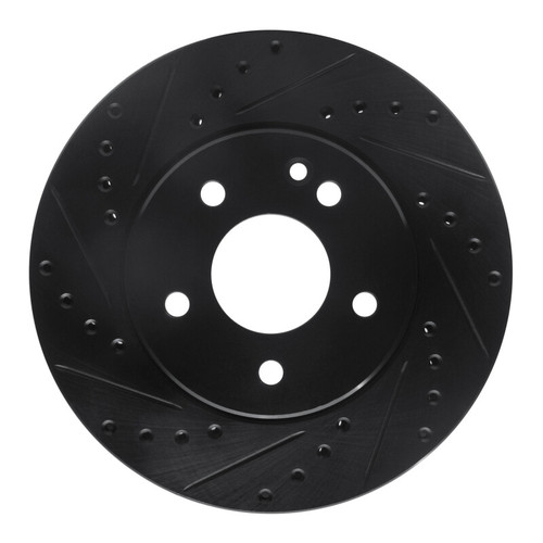 R1 94-97 Mercedes-Benz C280 Front Left Drilled & Slotted Black Brake Rotor