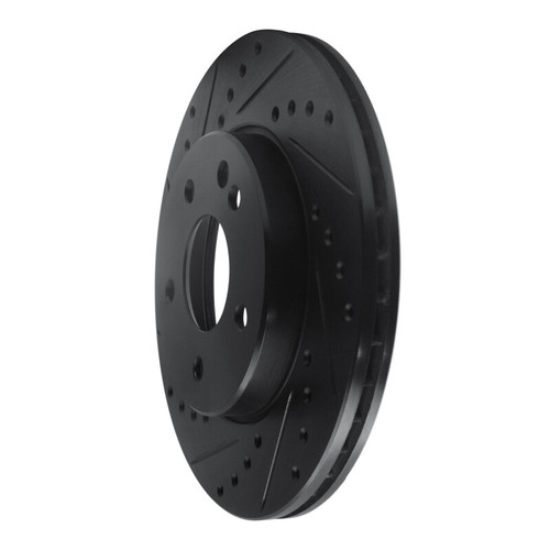 R1 94-97 Mercedes-Benz C280 Front Left Drilled & Slotted Black Brake Rotor