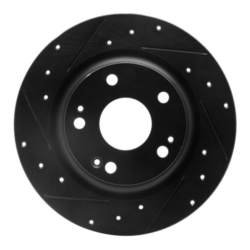 R1 17-20 Honda Civic Sedan Rear Left Drilled & Slotted Black Brake Rotor