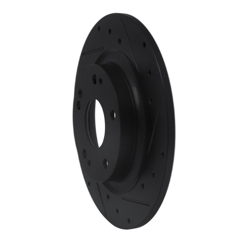 R1 17-20 Honda Civic Sedan Rear Right Drilled & Slotted Black Brake Rotor