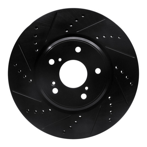 R1 16-22 Acura ILX Front Left Drilled & Slotted Black Brake Rotor