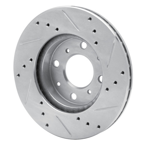 R1 90-00 Honda Civic DEL SOL Front Left Drilled & Slotted Silver Brake Rotor