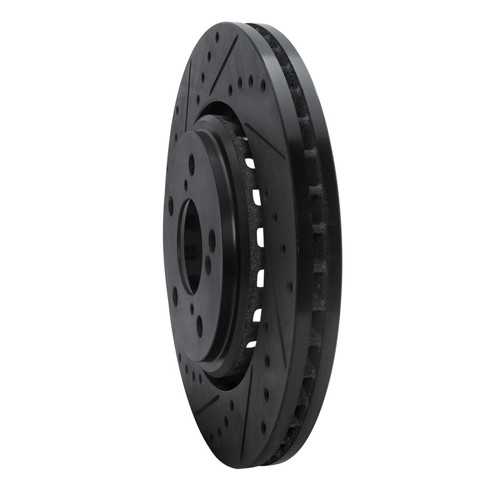 R1 15-25 Acura MDX Front Left Drilled & Slotted Black Brake Rotor