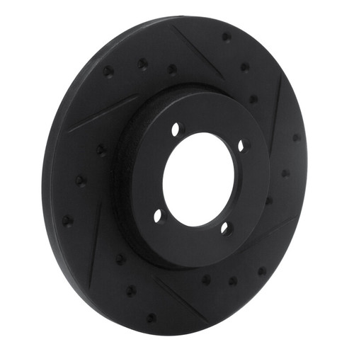 R1 74-87 Dodge COLT Front Right Drilled & Slotted Black Brake Rotor