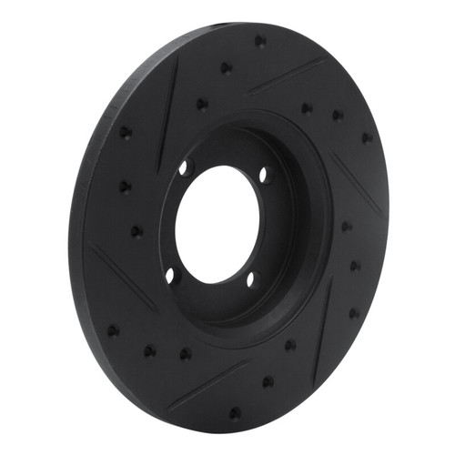 R1 74-87 Dodge COLT Front Right Drilled & Slotted Black Brake Rotor