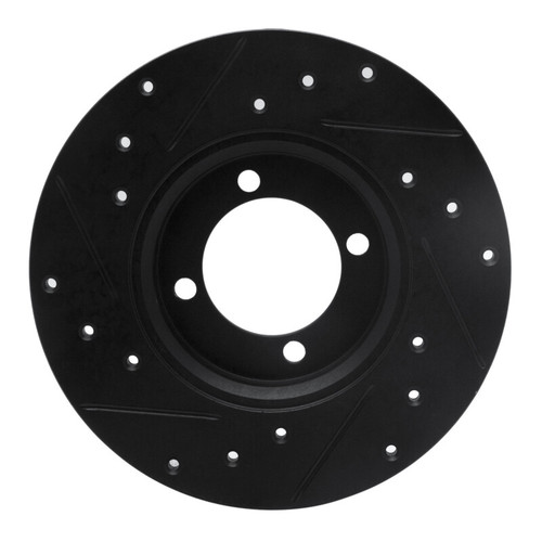 R1 74-87 Dodge COLT Front Right Drilled & Slotted Black Brake Rotor