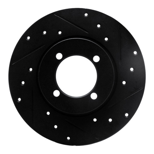 R1 74-87 Dodge COLT Front Right Drilled & Slotted Black Brake Rotor