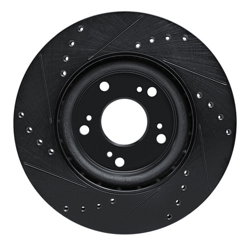 R1 12-16 Honda CR-V Front Right Drilled & Slotted Black Brake Rotor
