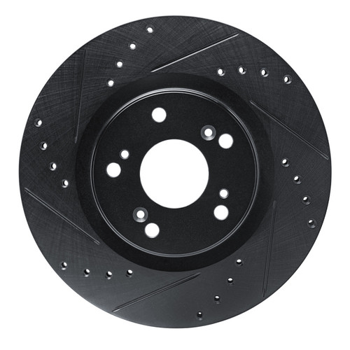 R1 12-16 Honda CR-V Front Left Drilled & Slotted Black Brake Rotor