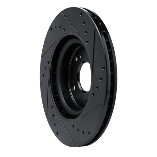 R1 12-16 Honda CR-V Front Left Drilled & Slotted Black Brake Rotor