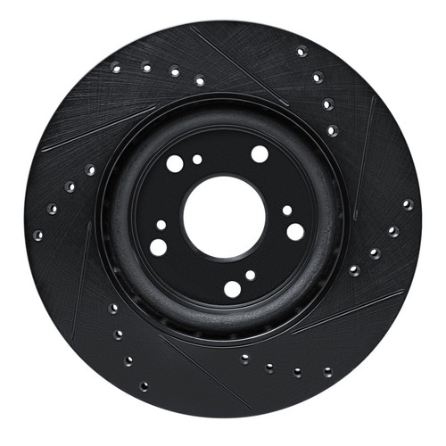 R1 12-16 Honda CR-V Front Left Drilled & Slotted Black Brake Rotor