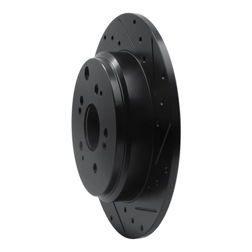 R1 07-17 Acura MDX Rear Right Drilled & Slotted Black Brake Rotor