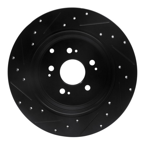 R1 07-17 Acura MDX Rear Right Drilled & Slotted Black Brake Rotor