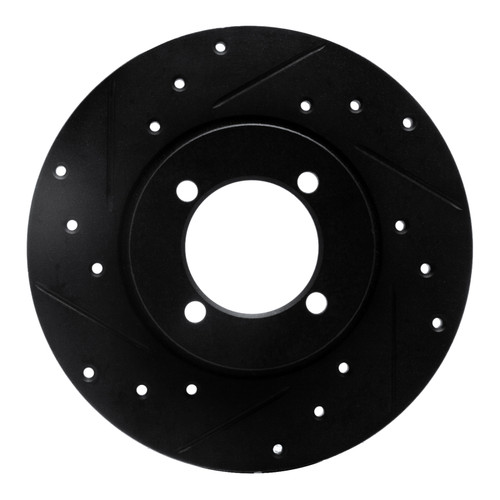 R1 74-87 Dodge COLT Front Left Drilled & Slotted Black Brake Rotor