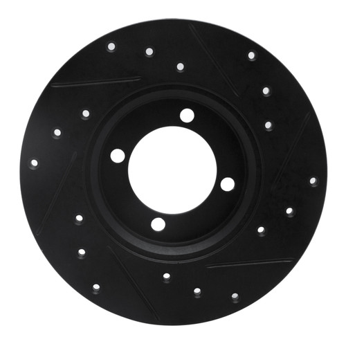 R1 74-87 Dodge COLT Front Left Drilled & Slotted Black Brake Rotor