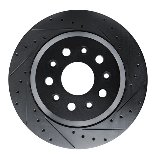 R1 20-25 Jeep Gladiator Rear Right Drilled & Slotted Black Brake Rotor
