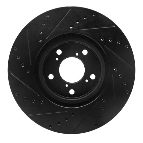 R1 07-20 Acura MDX Front Right Drilled & Slotted Black Brake Rotor