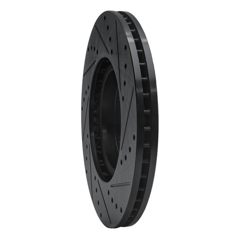 R1 07-20 Acura MDX Front Left Drilled & Slotted Black Brake Rotor