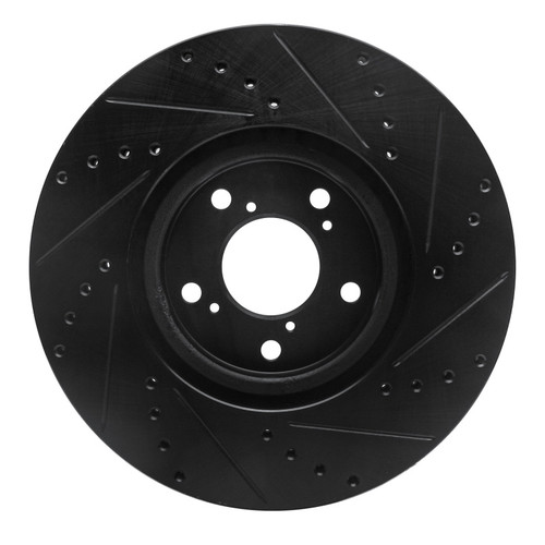 R1 07-20 Acura MDX Front Left Drilled & Slotted Black Brake Rotor